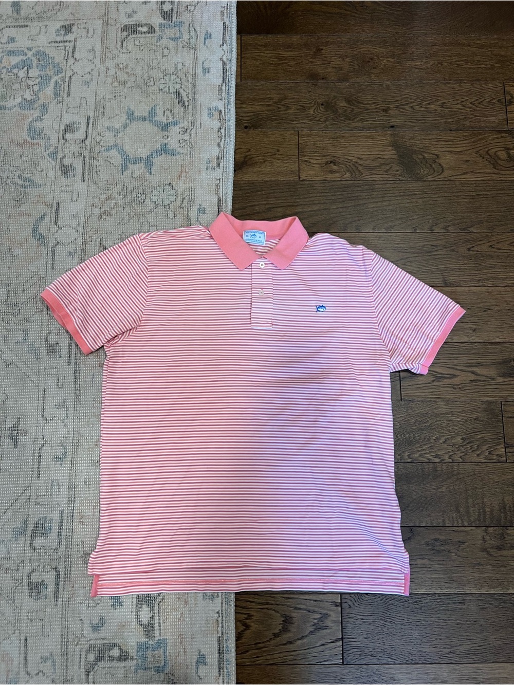 Southern Tide Pink & White Striped Polo